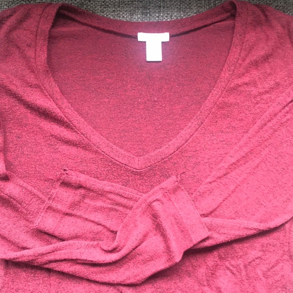 🍂 BP Heathered Burgundy Long Sleeve Tunic Top - Picture 2 of 6